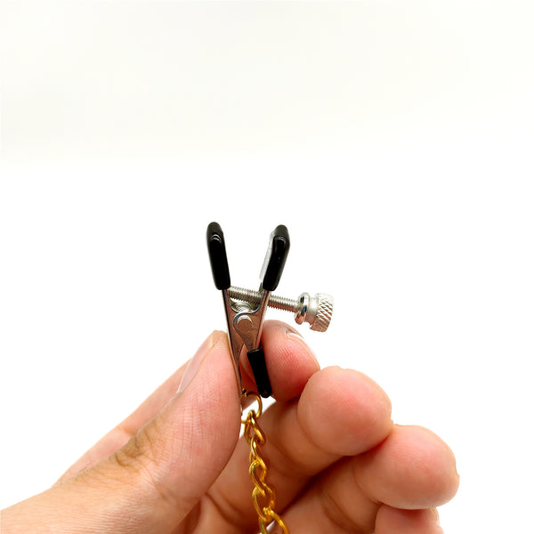 ゴールドチェーン付きニップルクランプ