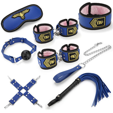 7PCS Leather BDSM Bondage Set For Police Role Play