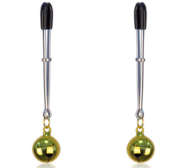 Pinces à tétons en acier avec cloche argentée