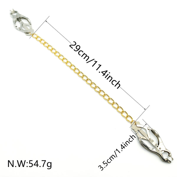 Pinces à tétons avec chaîne en or pour le plaisir sexuel