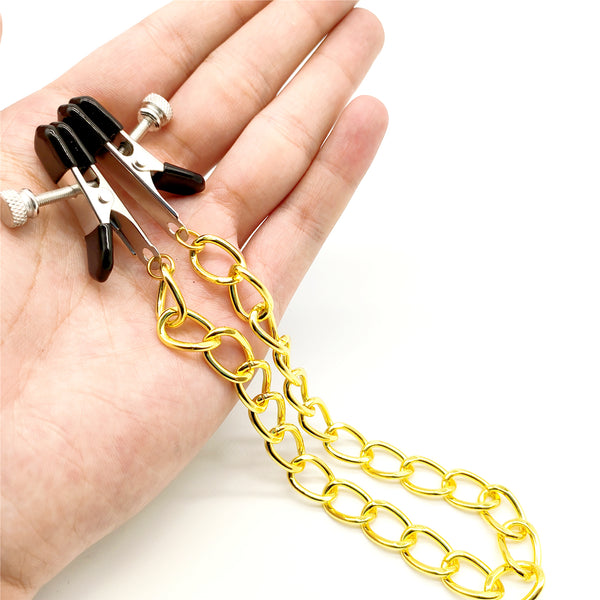 ゴールドチェーン付きニップルクランプ