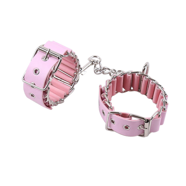 Menottes de cheville en PU avec accessoires de chaîne