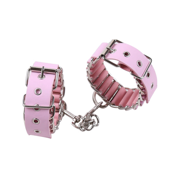 Menottes de cheville en PU avec accessoires de chaîne