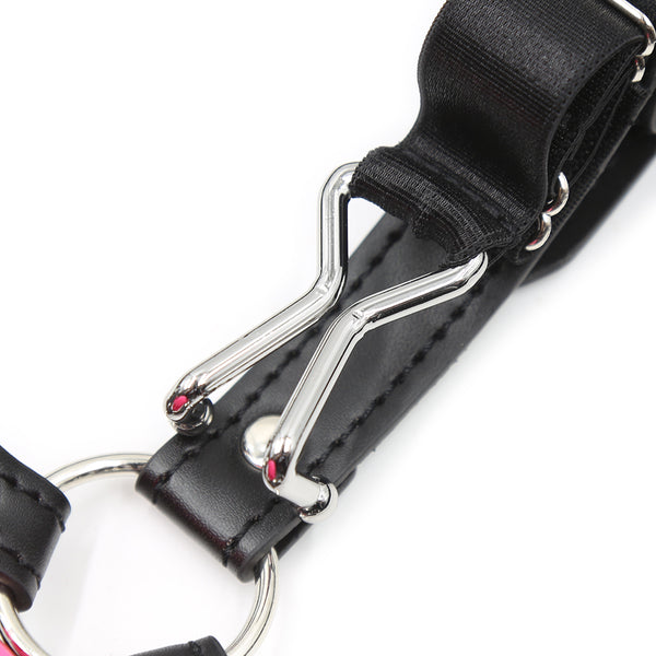 Mouth Ball Gag with  Silicone and Pu Black Pink Adult Sex Play
