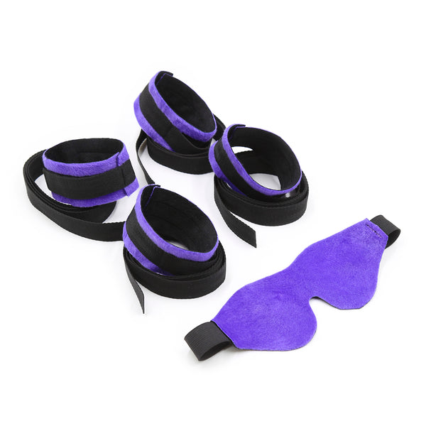 SM Polyester Blindfold Handcuff And Ankle Cuff