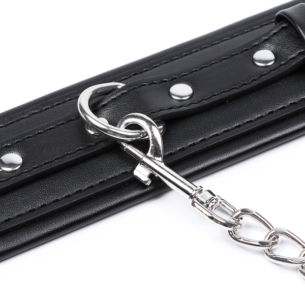 PU Leather Ankle Cuffs With Chain Accessories