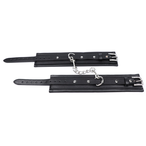PU Leather Ankle Cuffs With Chain Accessories
