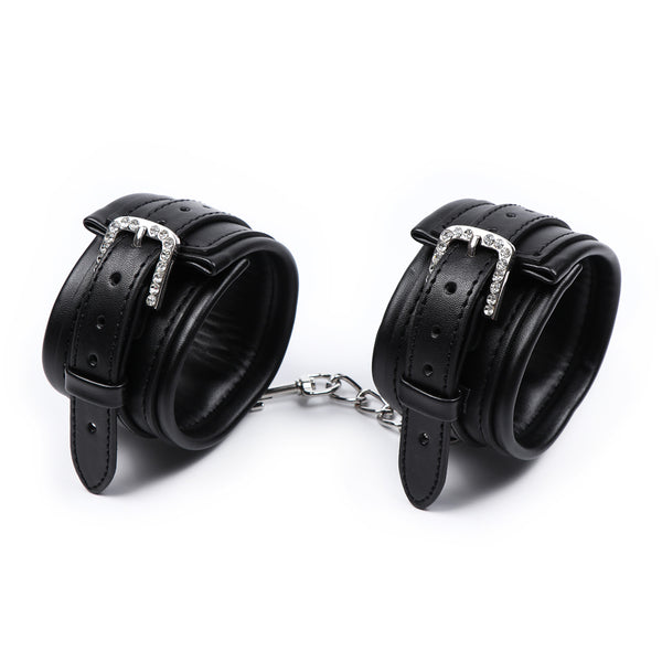 PU Leather Ankle Cuffs With Chain Accessories