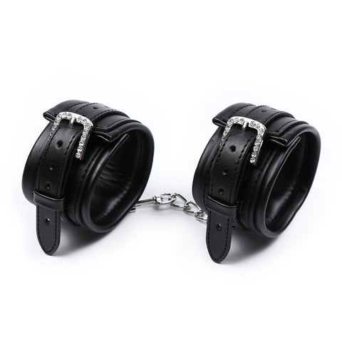 PU Leather Ankle Cuffs With Chain Accessories