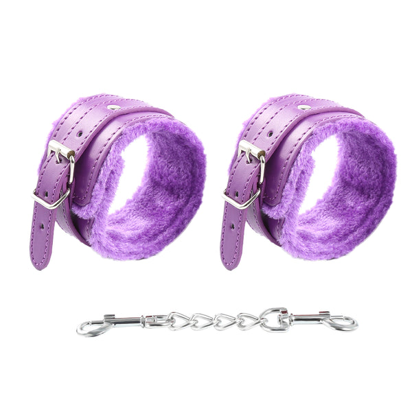 Attaches de cheville en cuir et fourrure