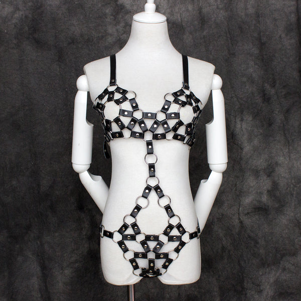 Pu Lingerie with  Leather  Female SM Play