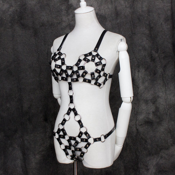 Pu Lingerie with  Leather  Female SM Play