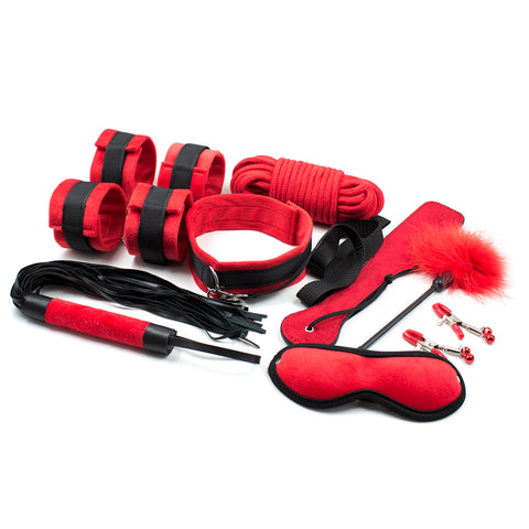 9pcs PU Velvet Bondage Set 10m Rope
