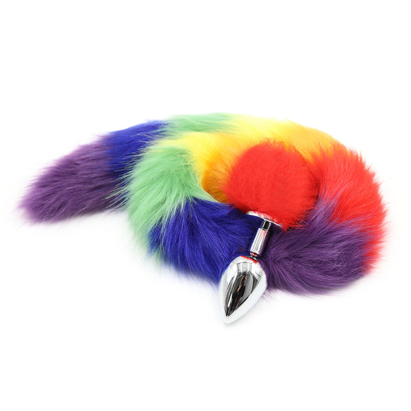 Long Faux Fur Fox Tail with Metal Anal Plug