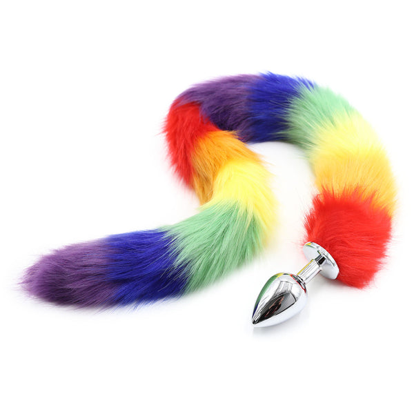 Long Faux Fur Fox Tail with Metal Anal Plug