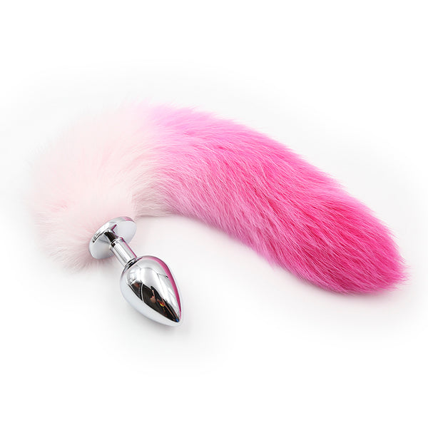 Faux Fur Fox Tail with Metal Anal Plug L