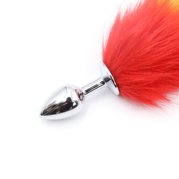 Long Faux Fur Fox Tail with Metal Anal Plug