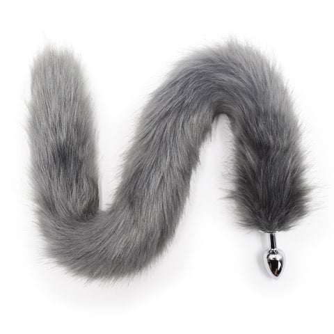 Polyester Long Faux Fur Fox Tail with Metal Anal Plug S