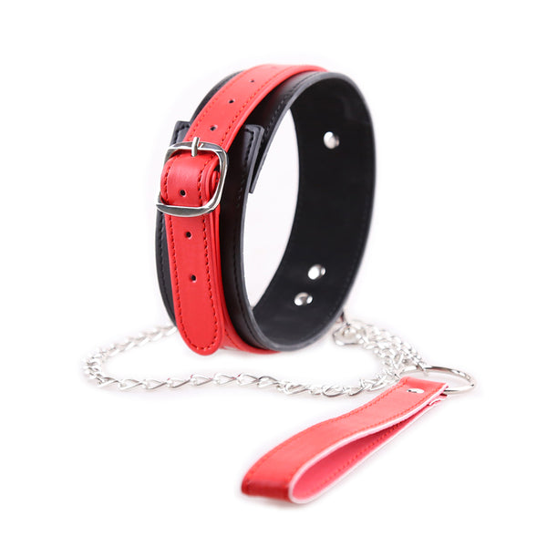 Collier SM PU avec laisse en chaîne