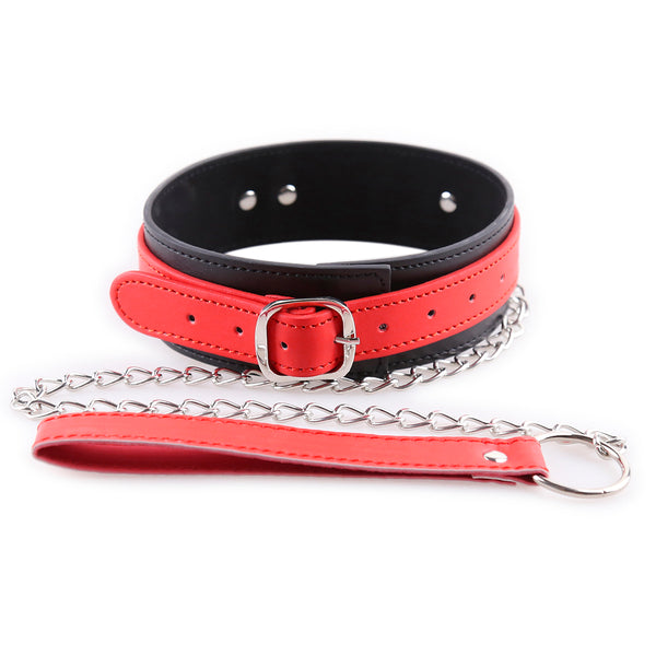 Collier SM PU avec laisse en chaîne