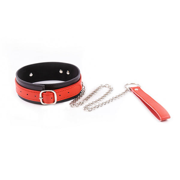 Collier SM PU avec laisse en chaîne