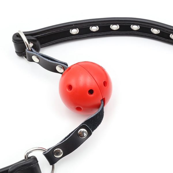 口ボールギャグ PUメタルアクセサリー付き 直径4.5cm 大人のセックスプレイ