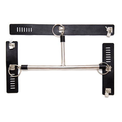 Metal Bondage Spreader Bar with Restraints
