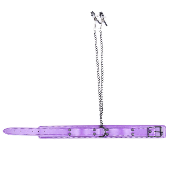 ニップルクランプ付きボンデージネックカラー