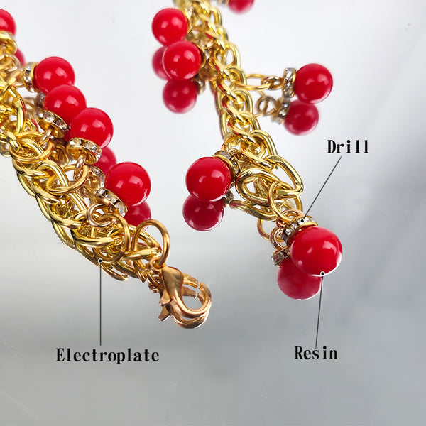 Collier et bracelet de cheville dorés en forme de haricot rouge flirtant, décorations, jouets sexuels 
