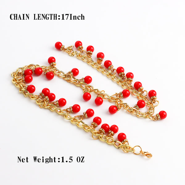 Collier et bracelet de cheville dorés en forme de haricot rouge flirtant, décorations, jouets sexuels 