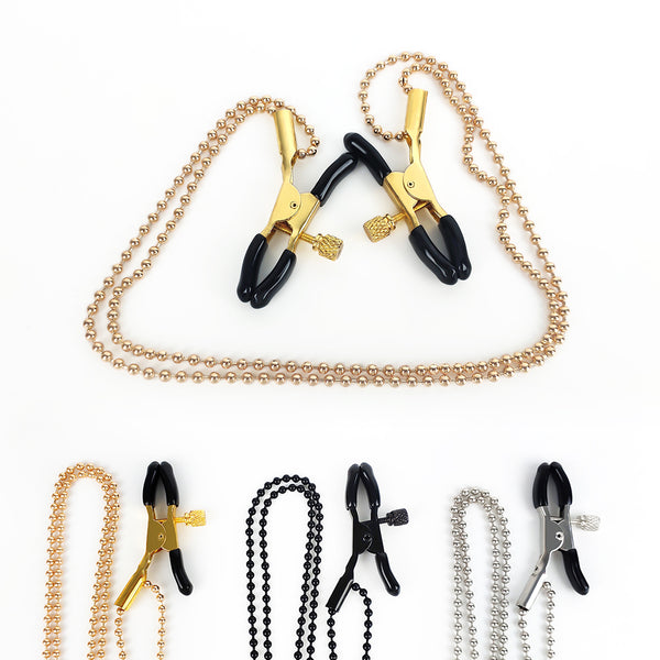Nipples Clamps With Two Golden Chains For Women