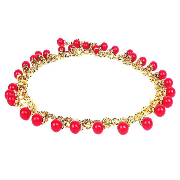 Collier et bracelet de cheville dorés en forme de haricot rouge flirtant, décorations, jouets sexuels 